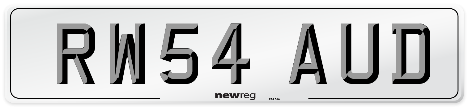 RW54 AUD Number Plate from New Reg